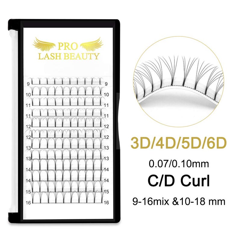 PRO LASHBEAUTY Premade Fans Eyelash Extensions 5D-C-0.10-15 Long Stem Premade Volume Eyelash Extensions .07 .10 Premade Volume Fans C D Curl(5D-C-0.10,15 mm) - Image 2